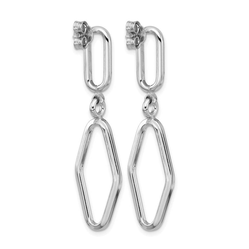 Sterling Silver RH-plat Polish Geometric Dangle Post Earrings