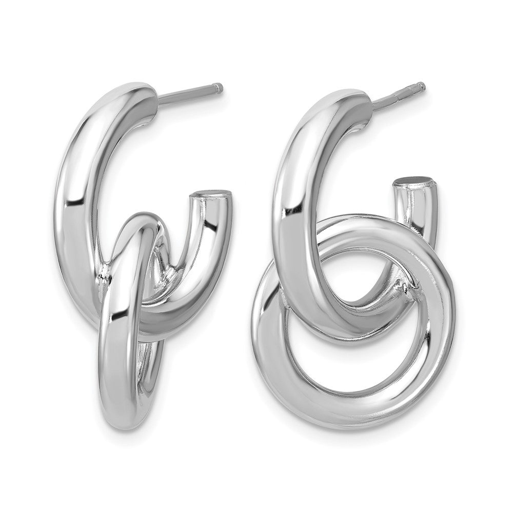 Sterling Silver RH-plated Polished Circle Drop Post Earrings