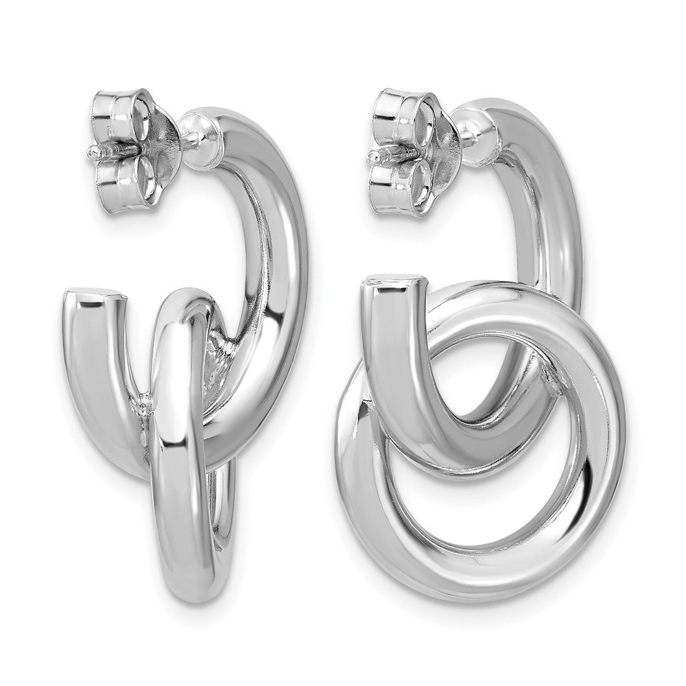 Sterling Silver RH-plated Polished Circle Drop Post Earrings
