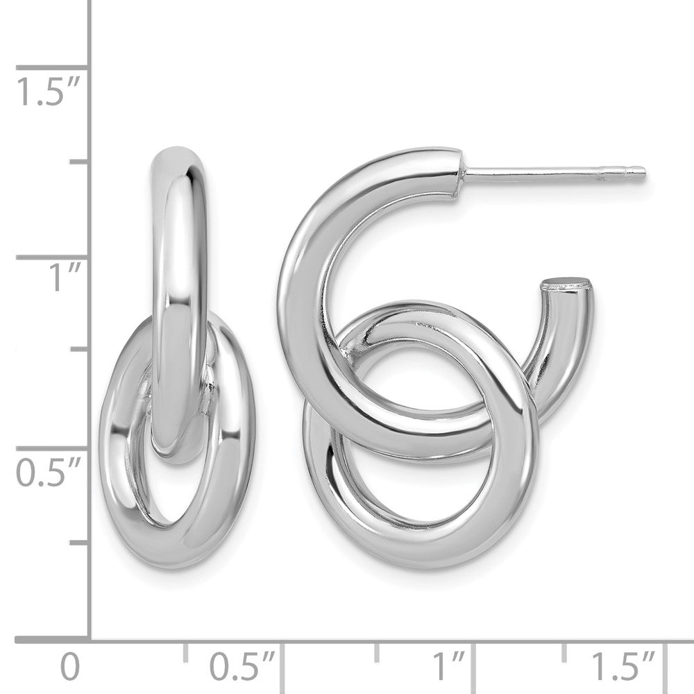 Sterling Silver RH-plated Polished Circle Drop Post Earrings