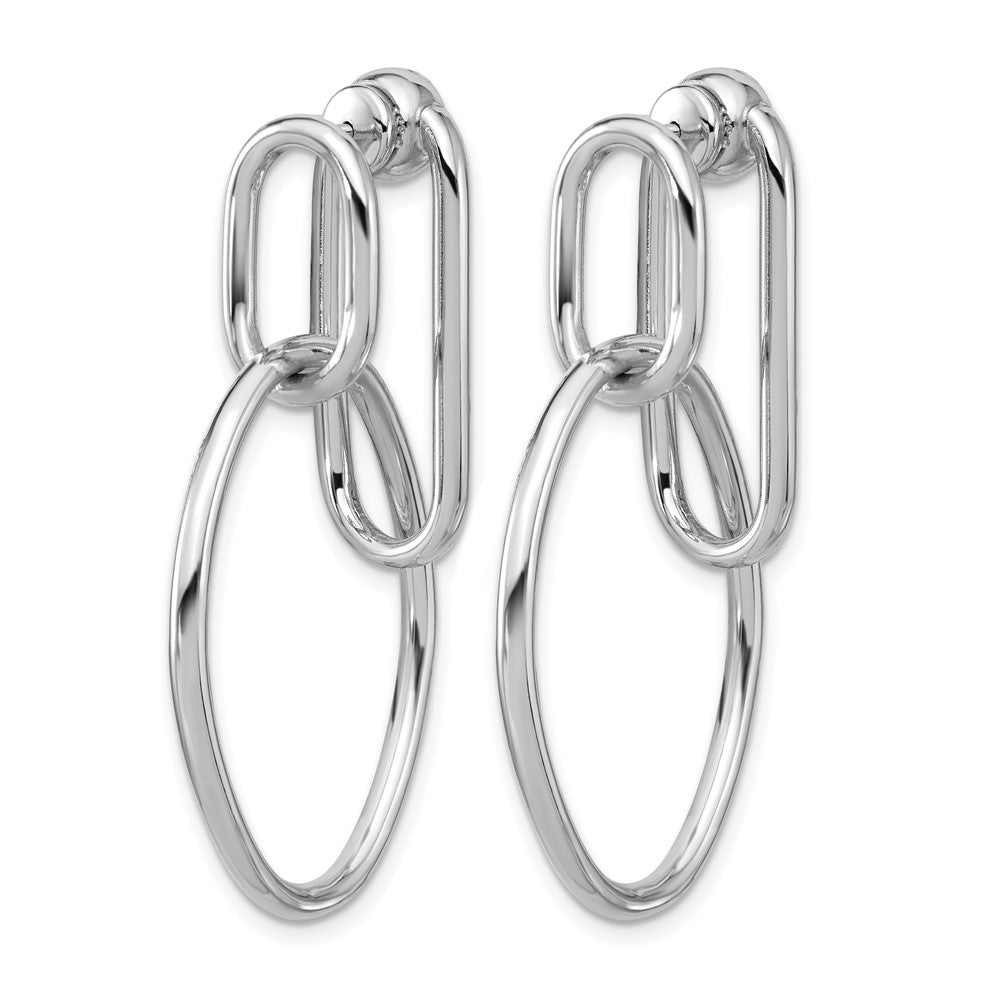 SS RH-plated Polished Front/Back Oval Dangle Post Earrings