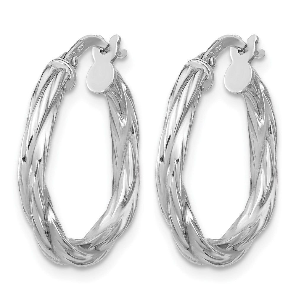Sterling Silver RH-plated Polished Twisted Hoop Earrings
