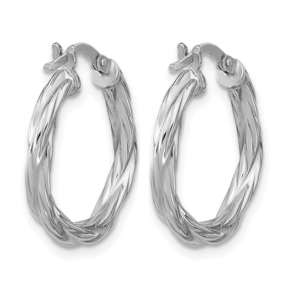 Sterling Silver RH-plated Polished Twisted Hoop Earrings