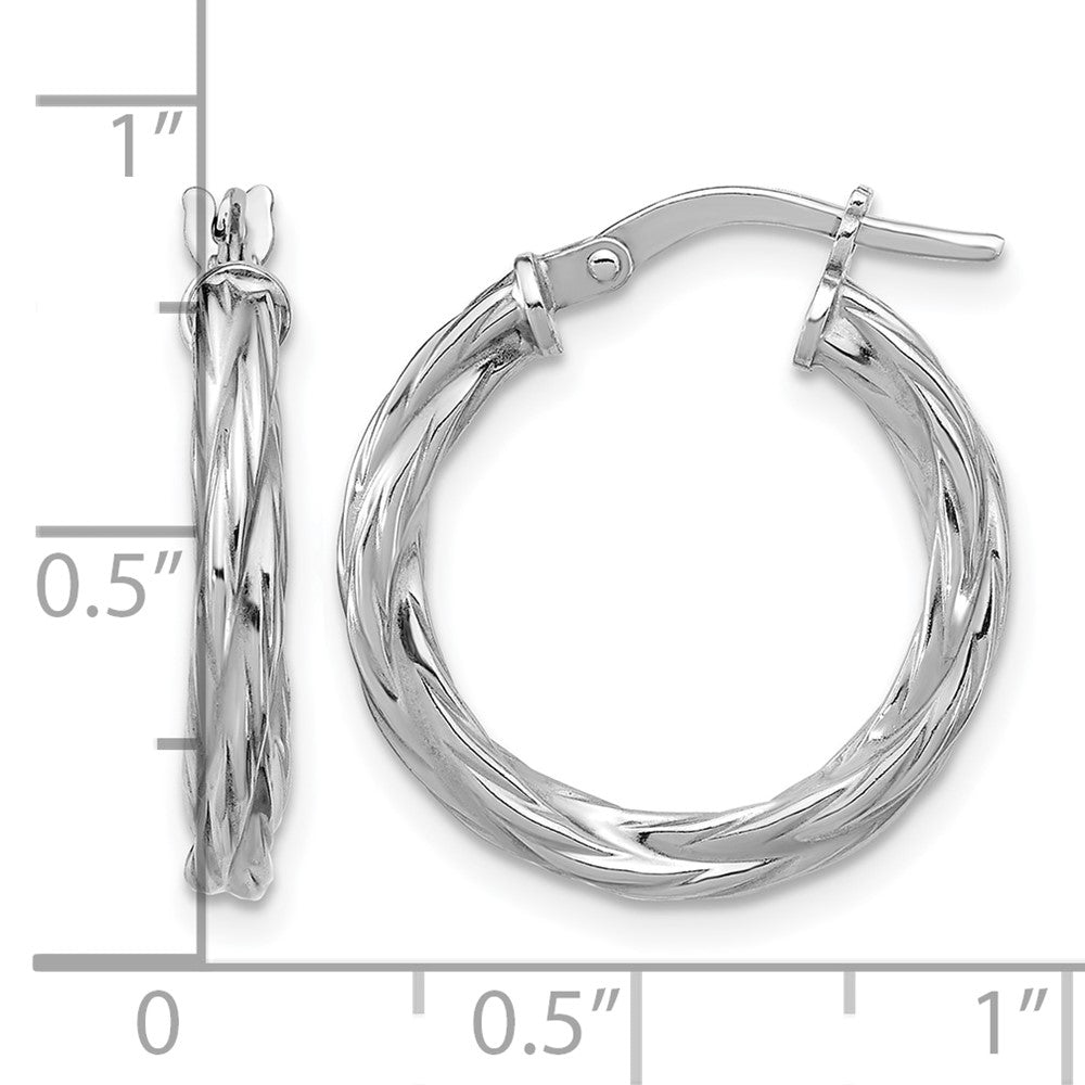 Sterling Silver RH-plated Polished Twisted Hoop Earrings