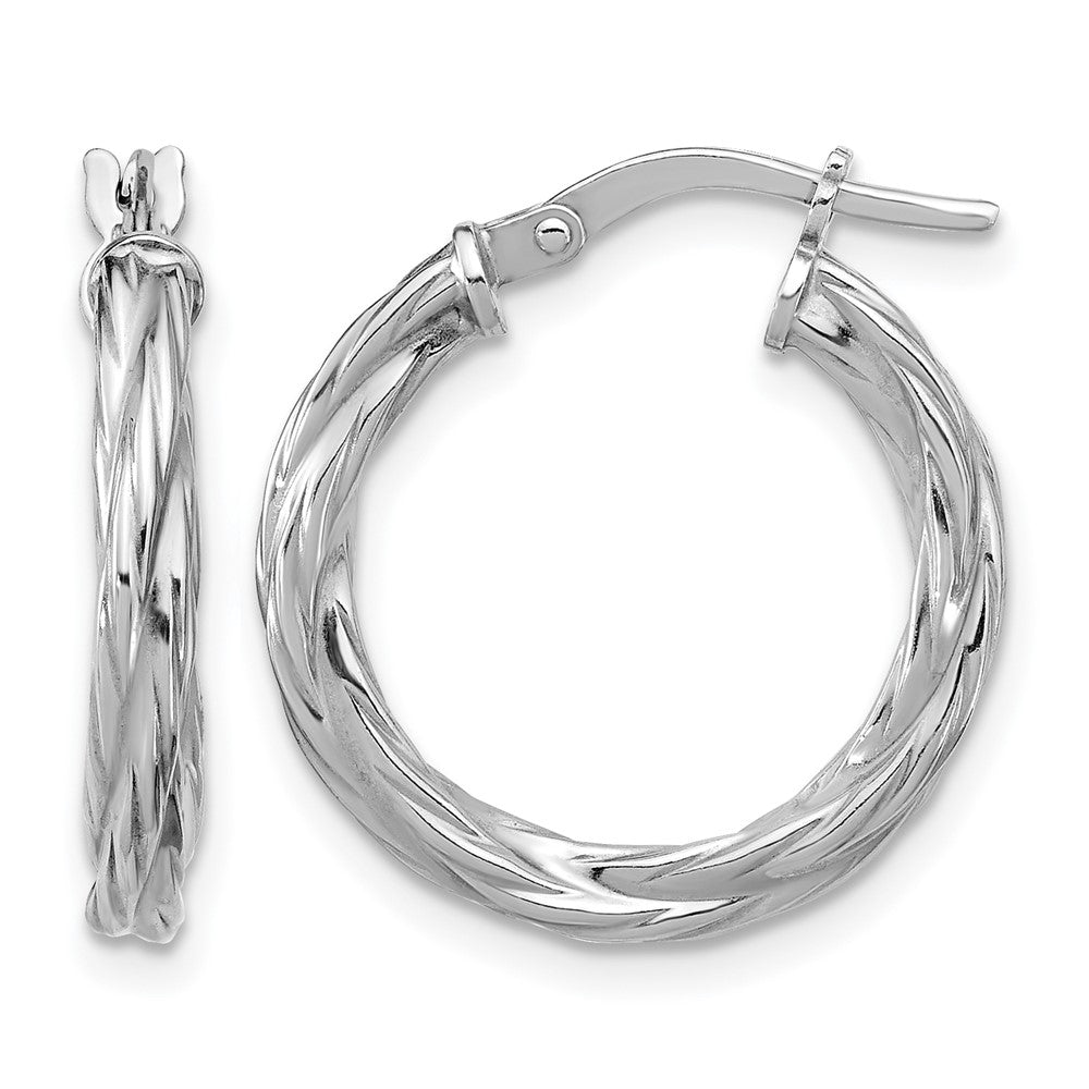 Sterling Silver RH-plated Polished Twisted Hoop Earrings
