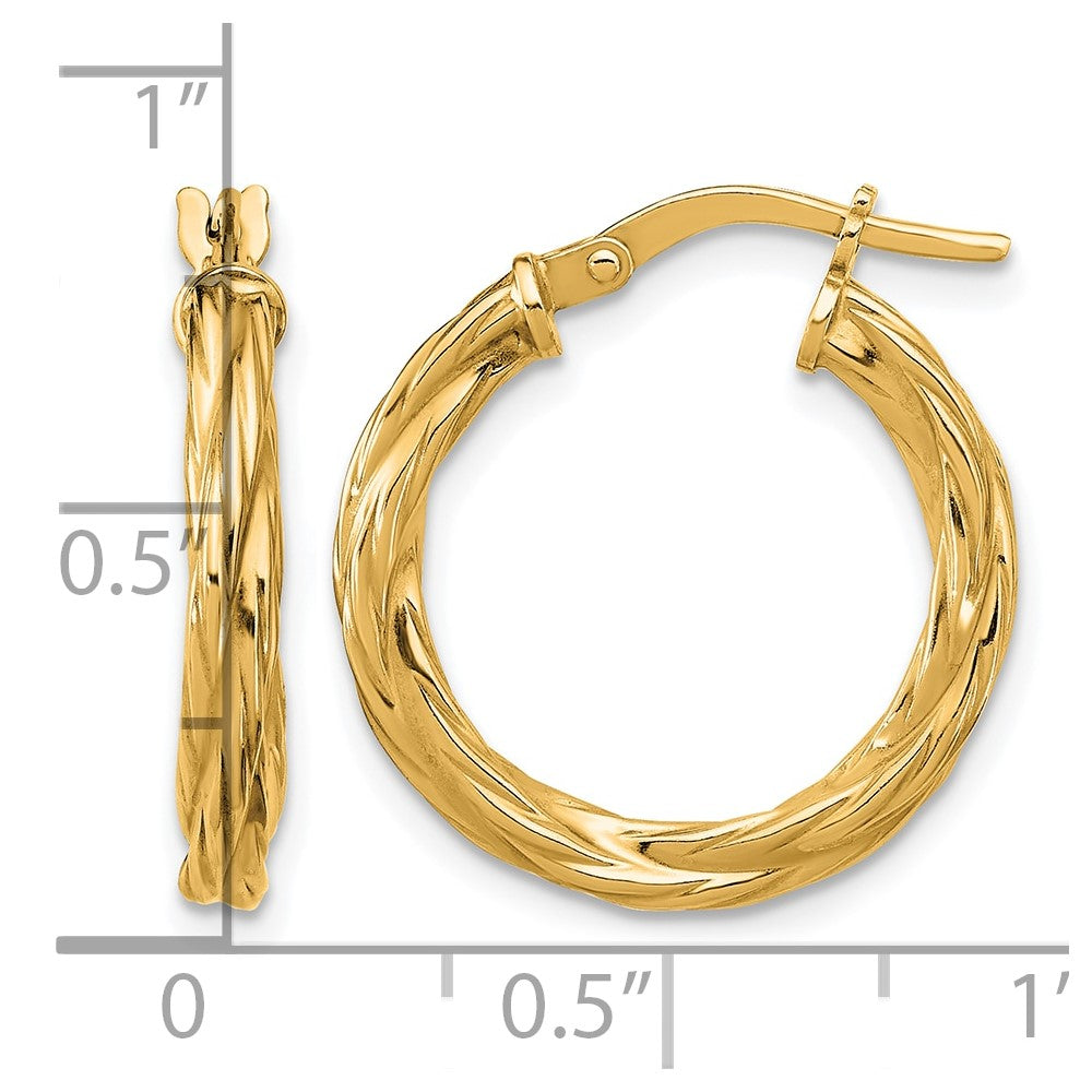 Sterling Silver Gold-plated Polished Twisted Hoop Earrings