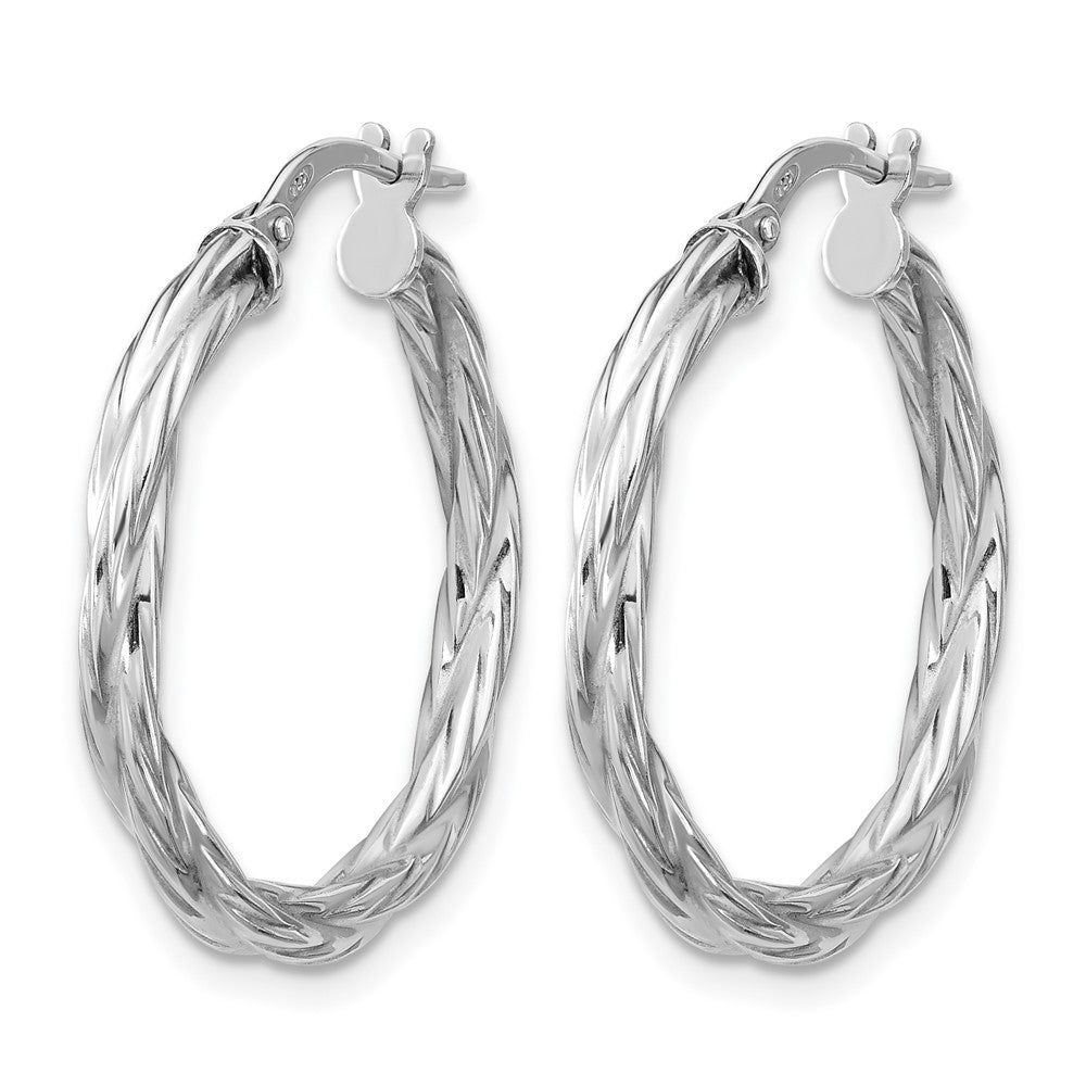 Sterling Silver RH-plated Polished Twisted Hoop Earrings