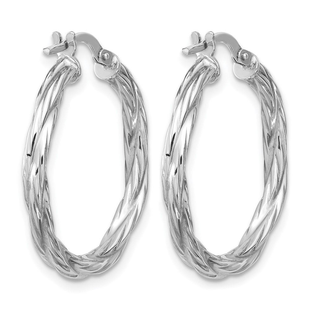 Sterling Silver RH-plated Polished Twisted Hoop Earrings