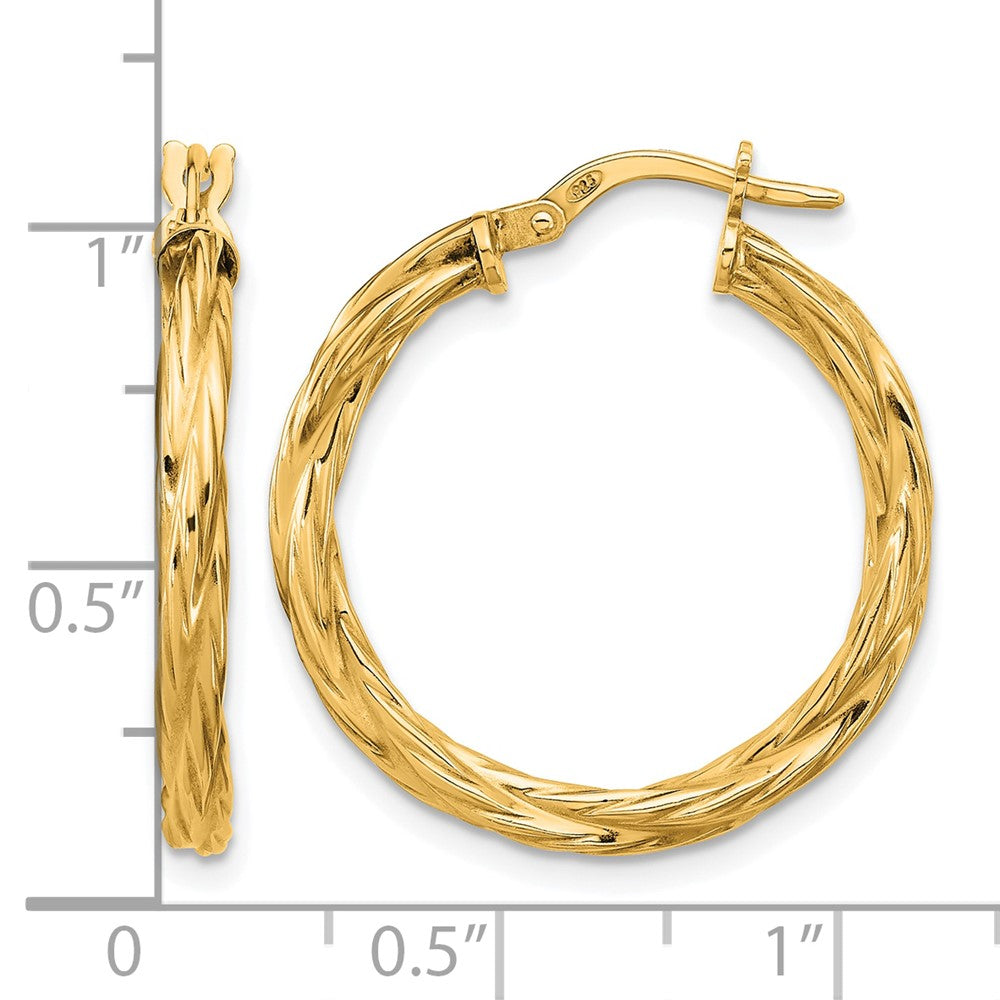 Sterling Silver Gold-plated Polished Twisted Hoop Earrings