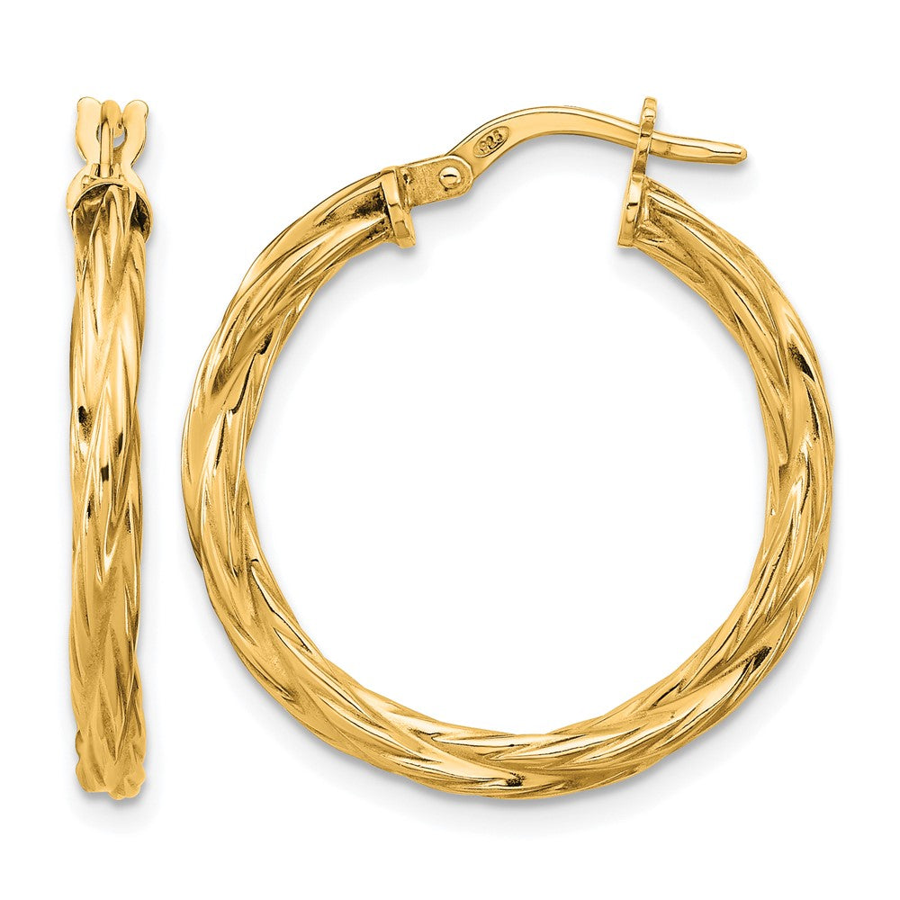 Sterling Silver Gold-plated Polished Twisted Hoop Earrings