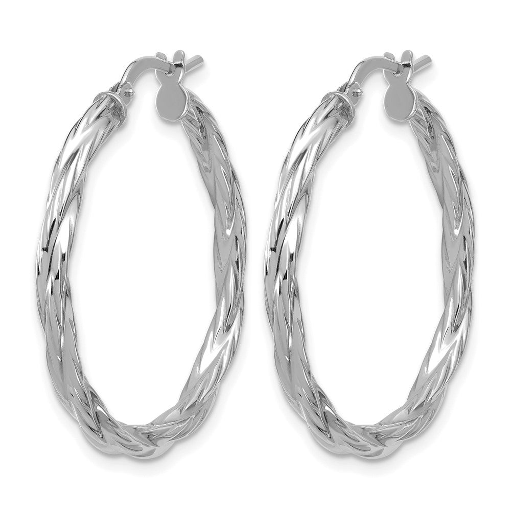 Sterling Silver RH-plated Polished Twisted Hoop Earrings