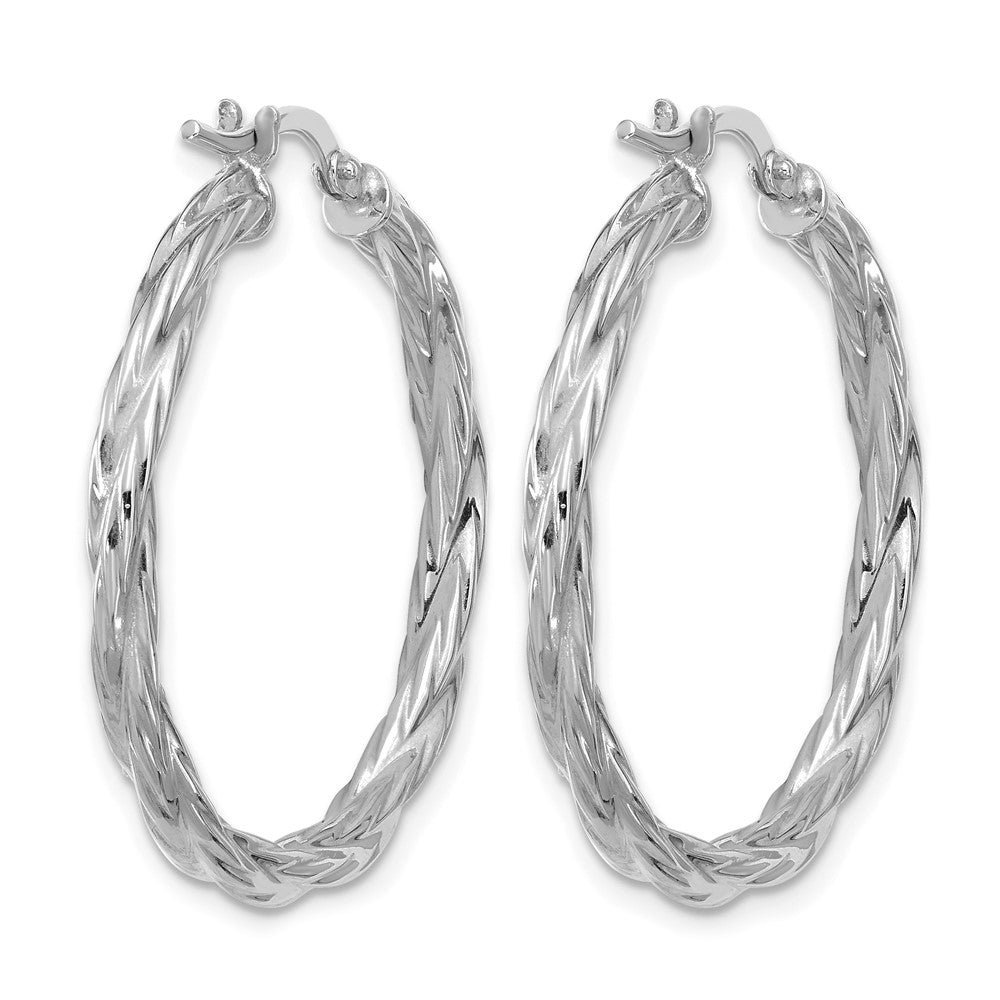 Sterling Silver RH-plated Polished Twisted Hoop Earrings