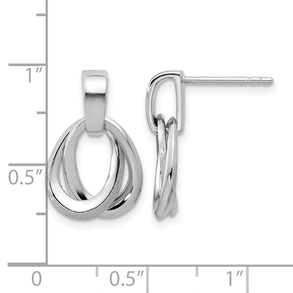 SS RH-plated Polished/Brushed Ovals Dangle Post Earrings