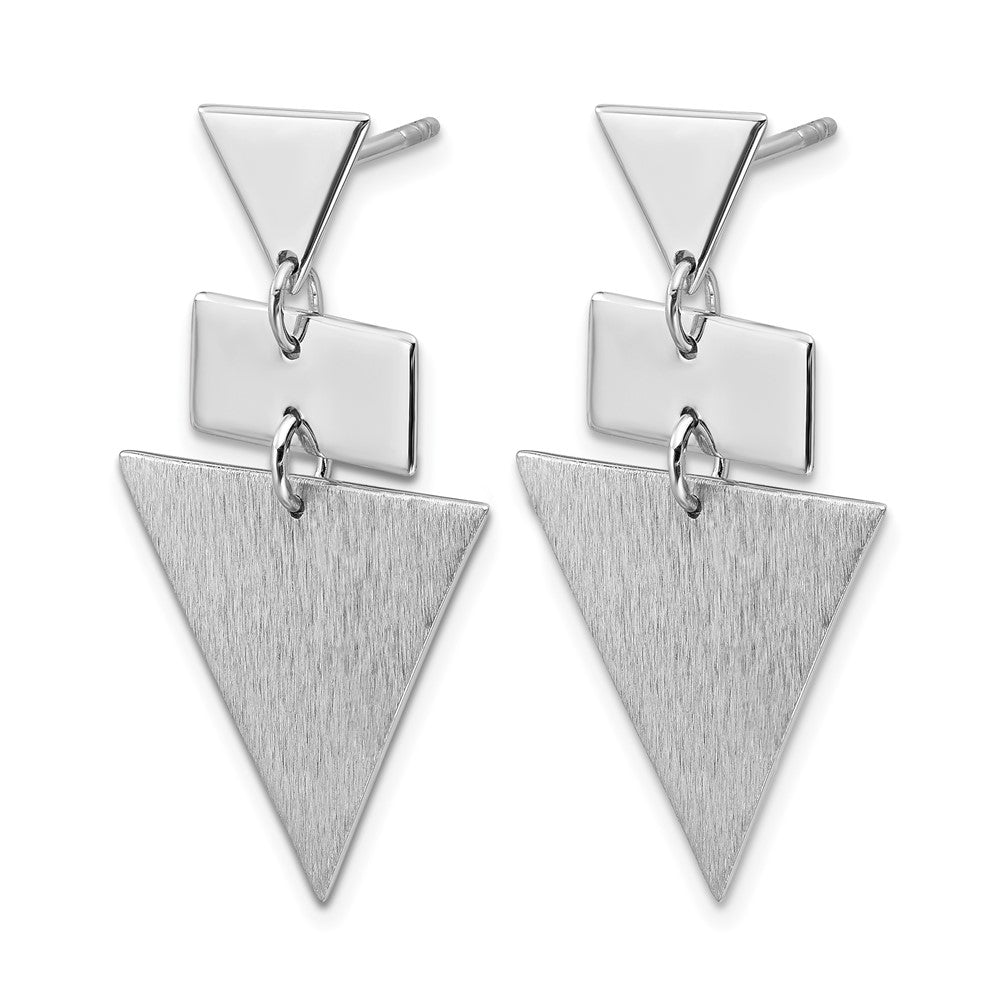 SS RH-plated Polish/Brushed Geometric Dangle Post Earrings