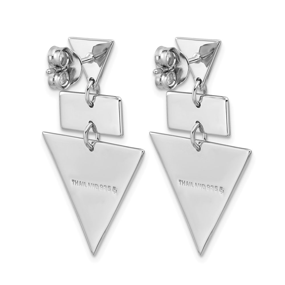 SS RH-plated Polish/Brushed Geometric Dangle Post Earrings