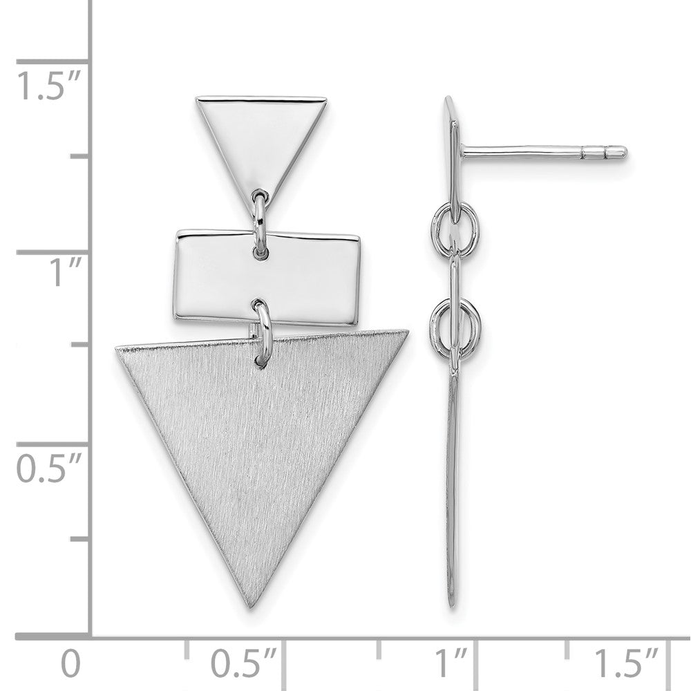SS RH-plated Polish/Brushed Geometric Dangle Post Earrings