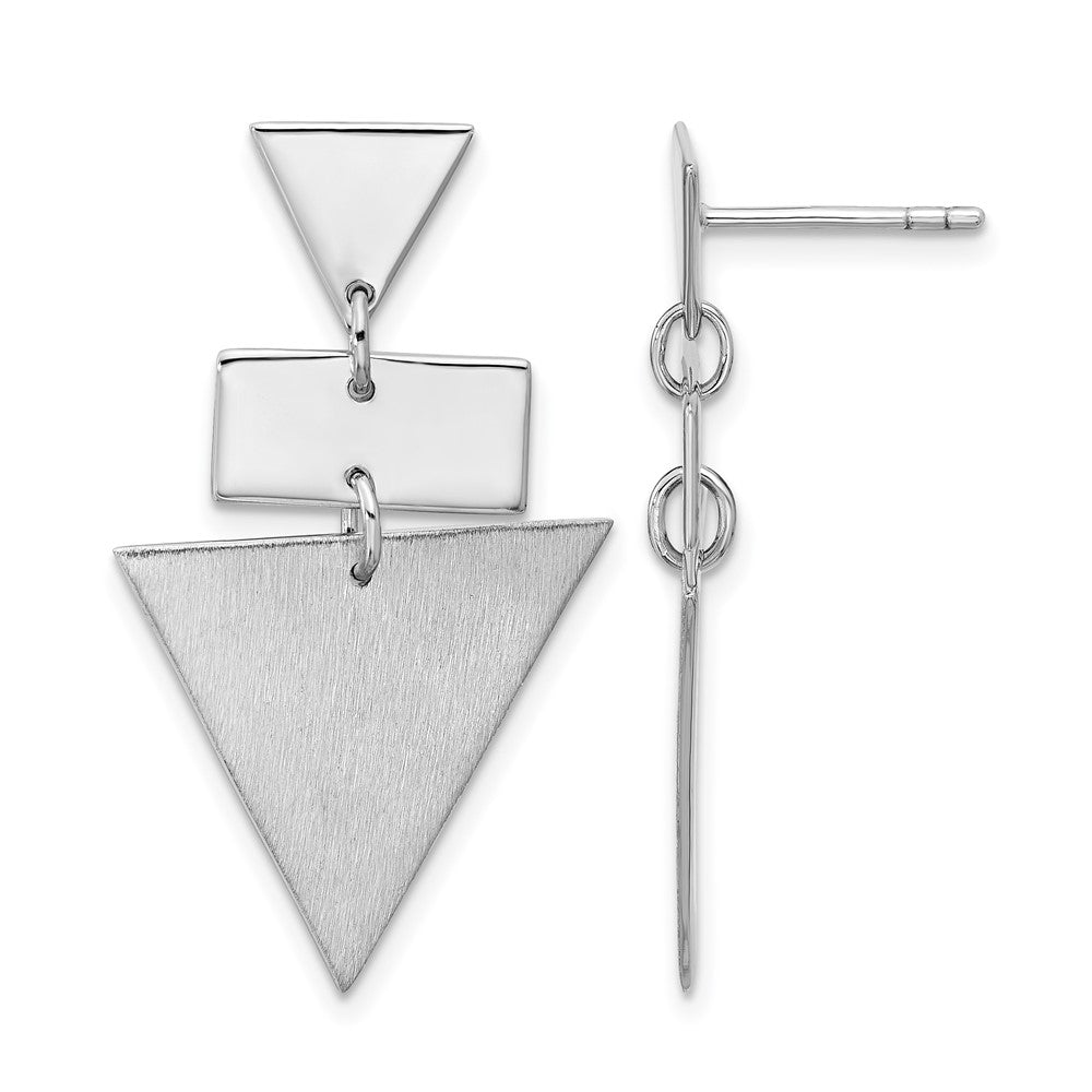 SS RH-plated Polish/Brushed Geometric Dangle Post Earrings