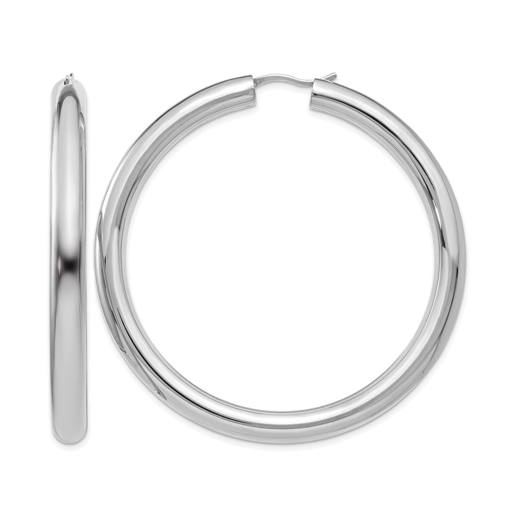 Sterling Silver Rhodium-plated 5mm Tube Earrings