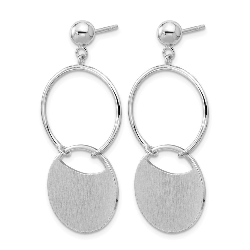 SS RH-plated Polished/Brushed Circles Dangle Post Earrings