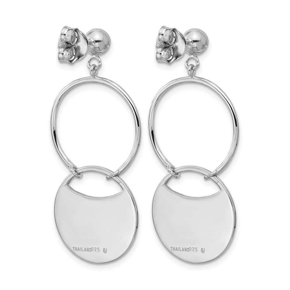 SS RH-plated Polished/Brushed Circles Dangle Post Earrings