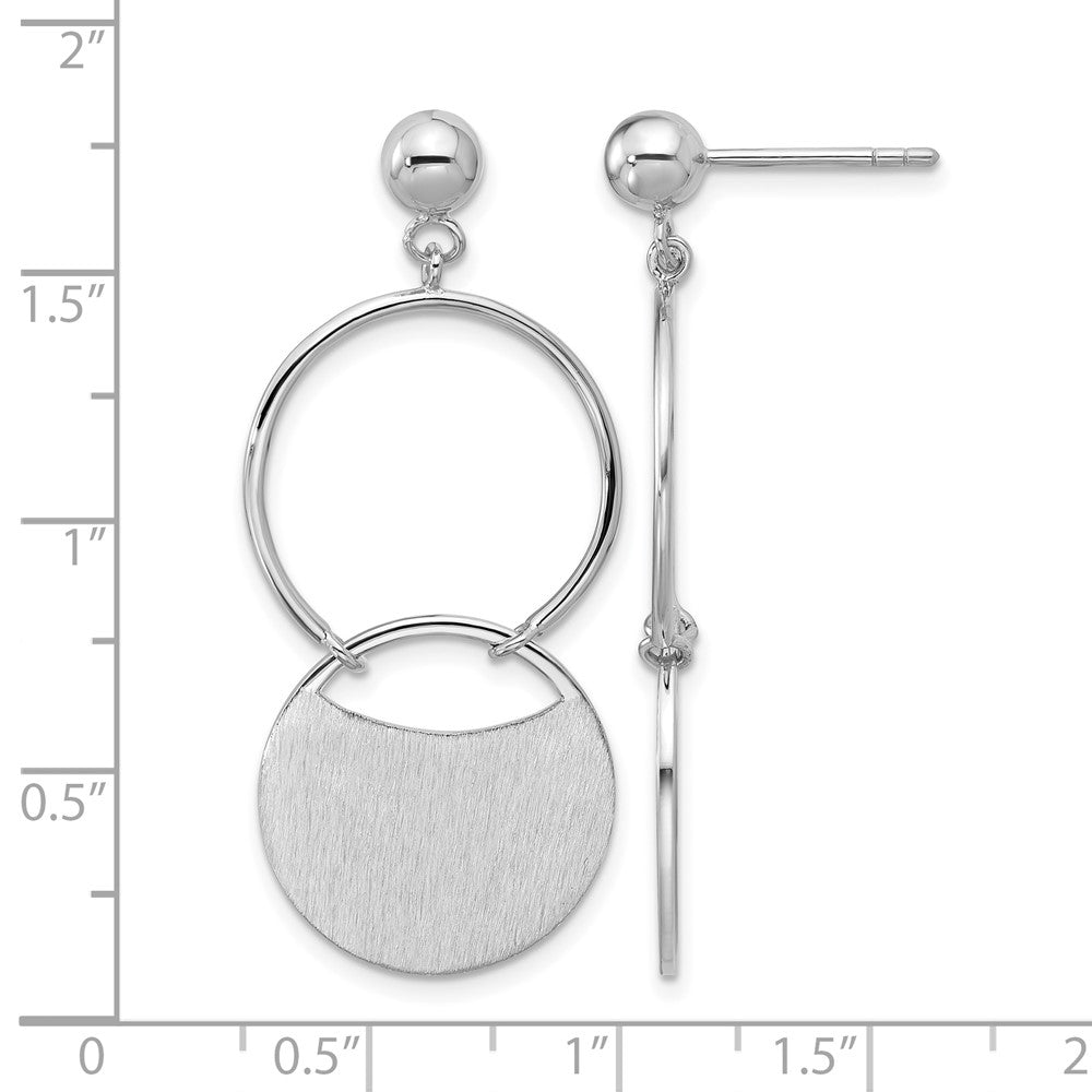 SS RH-plated Polished/Brushed Circles Dangle Post Earrings