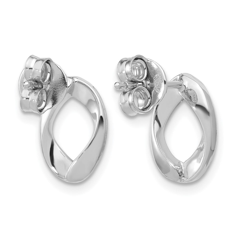 Sterling Silver RH-plated Polish/Brushed Oval Post Earrings