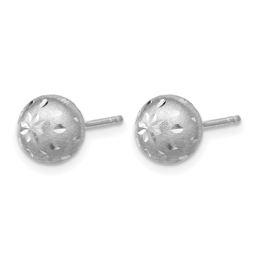 SS RH-plated Polished/Brushed/Dia-cut Ball Post Earrings