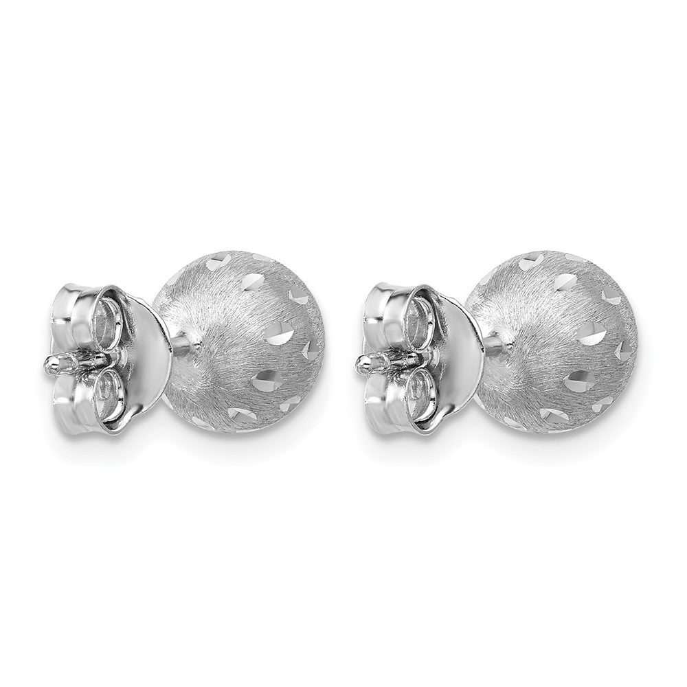 SS RH-plated Polished/Brushed/Dia-cut Ball Post Earrings