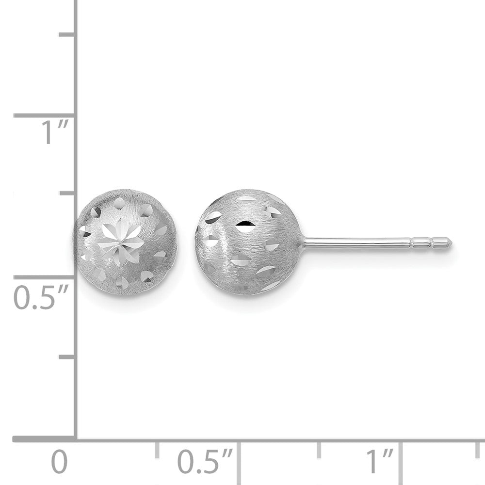 SS RH-plated Polished/Brushed/Dia-cut Ball Post Earrings