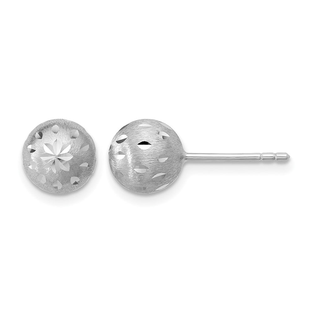 SS RH-plated Polished/Brushed/Dia-cut Ball Post Earrings