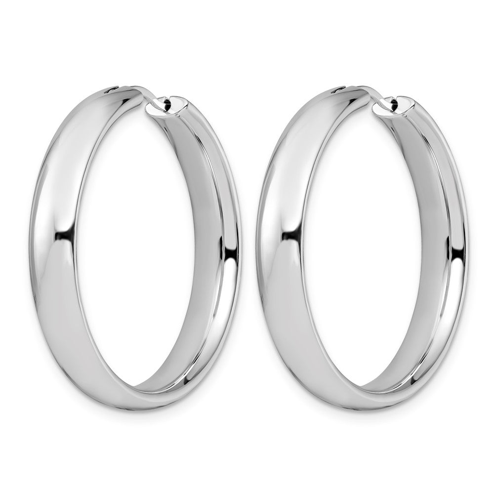 Sterling Silver Rhodium-plated 6mm Half Round Tube Earrings