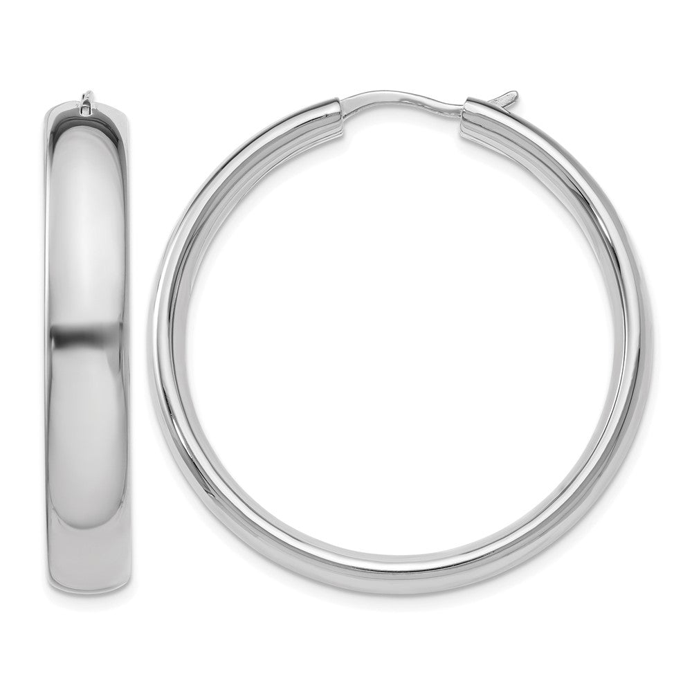 Sterling Silver Rhodium-plated 6mm Half Round Tube Earrings