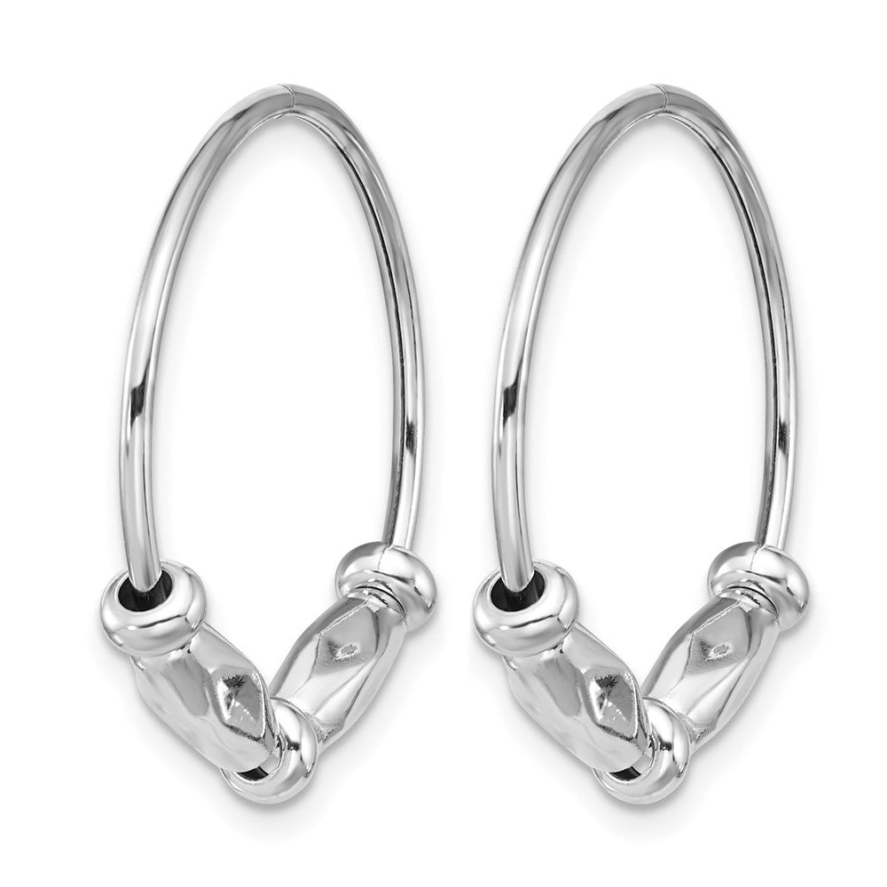 Sterling Silver RH-plated Fancy Endless Hoop Earrings