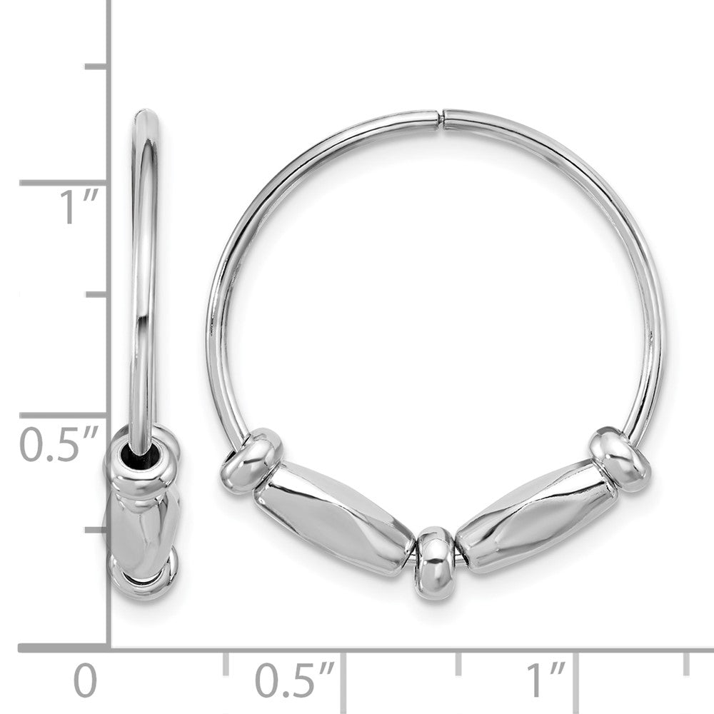 Sterling Silver RH-plated Fancy Endless Hoop Earrings