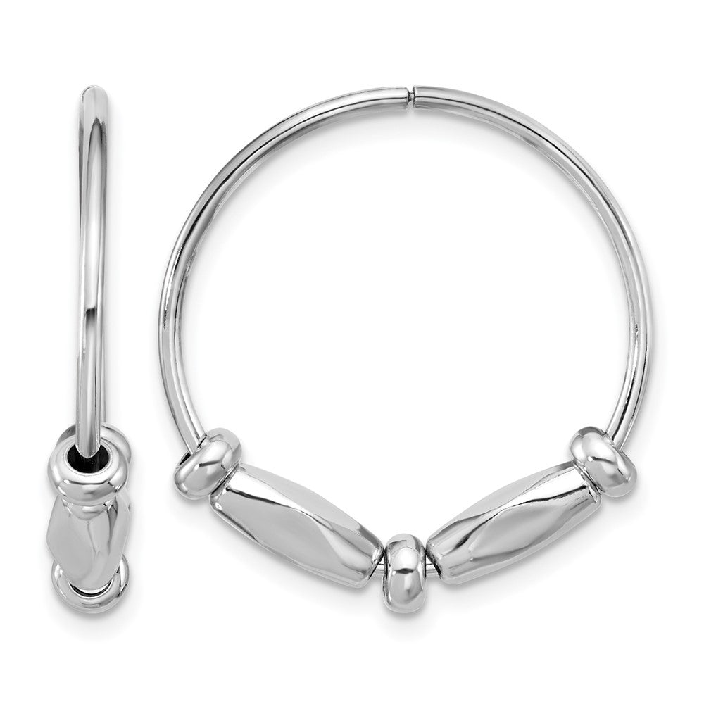 Sterling Silver RH-plated Fancy Endless Hoop Earrings