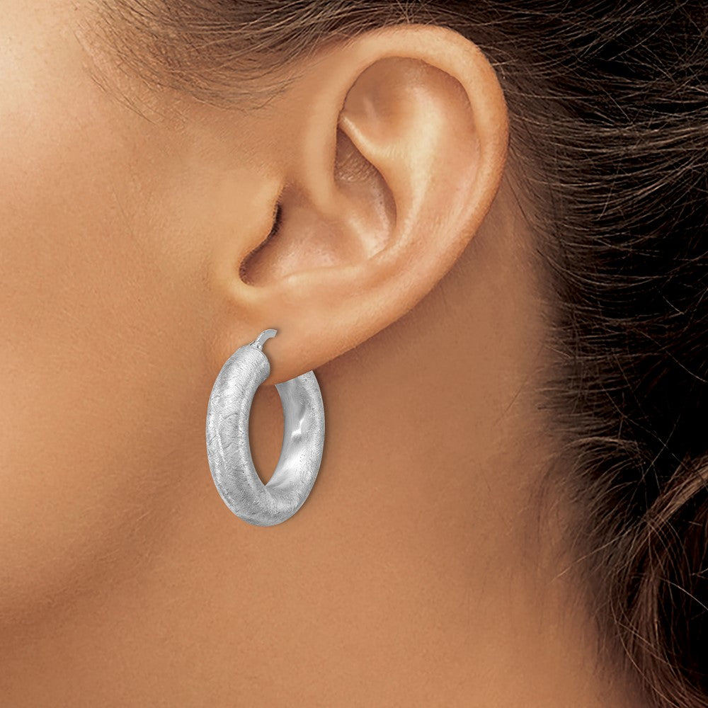Sterling Silver RH-plated Radiant Essence Hoop Earrings
