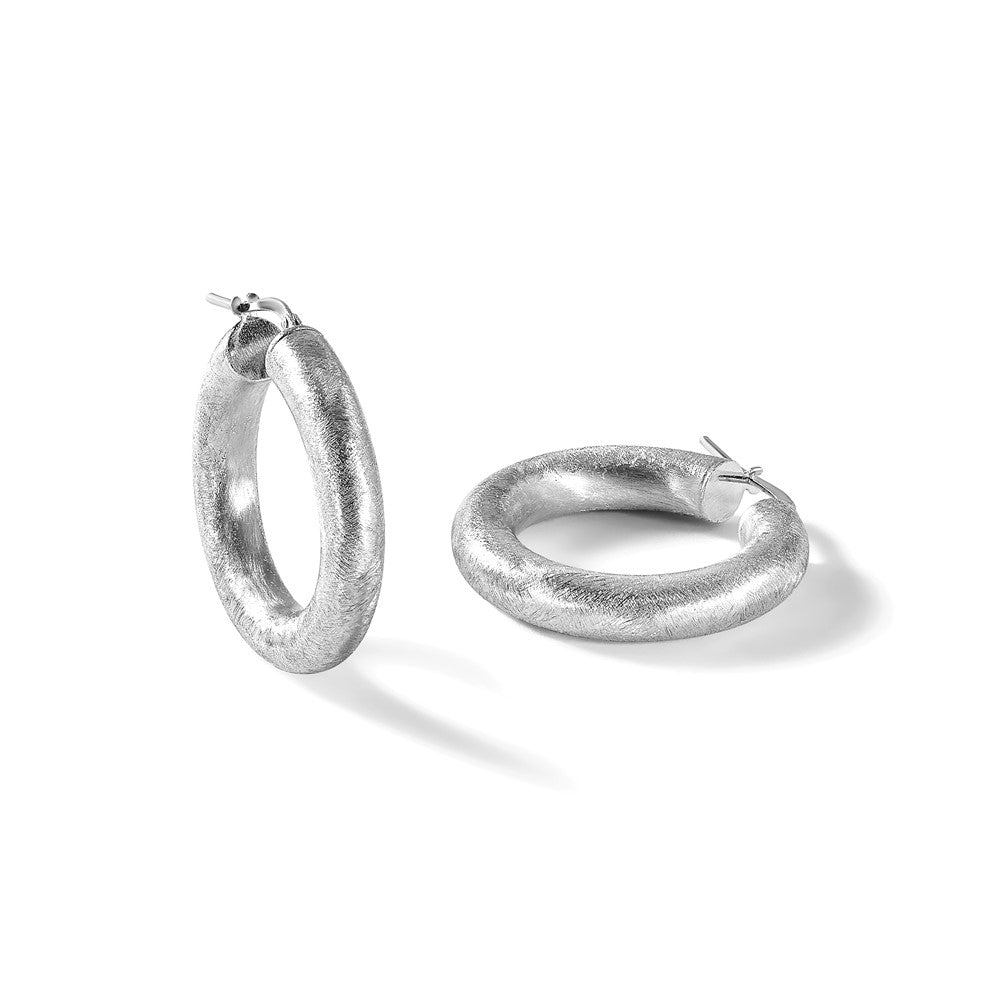 Sterling Silver RH-plated Radiant Essence Hoop Earrings