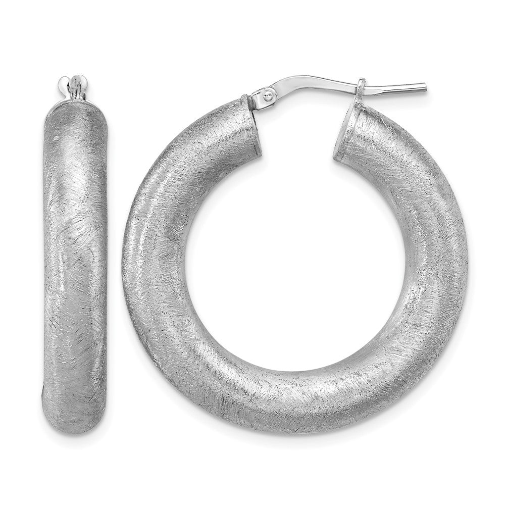 Sterling Silver RH-plated Radiant Essence Hoop Earrings