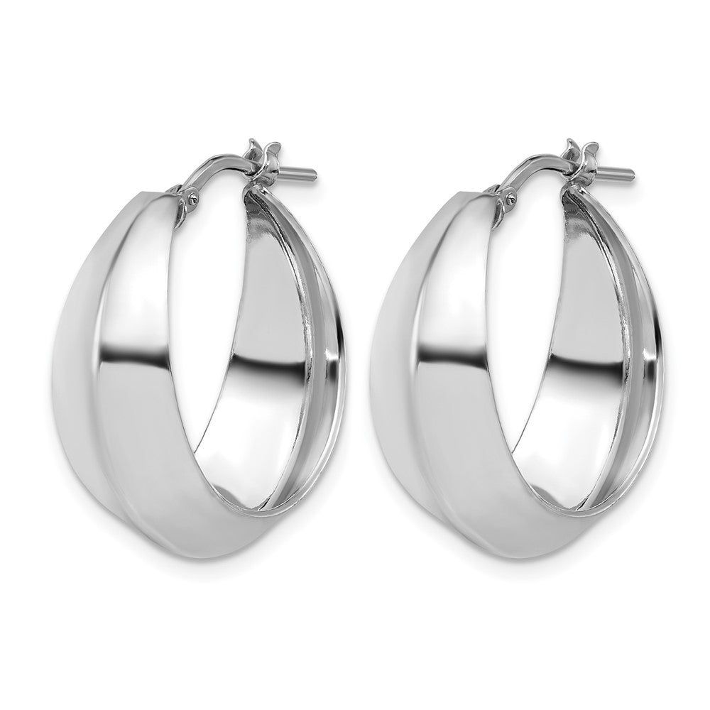 Sterling Silver RH-plated Polished Graduated Hoop Earrings