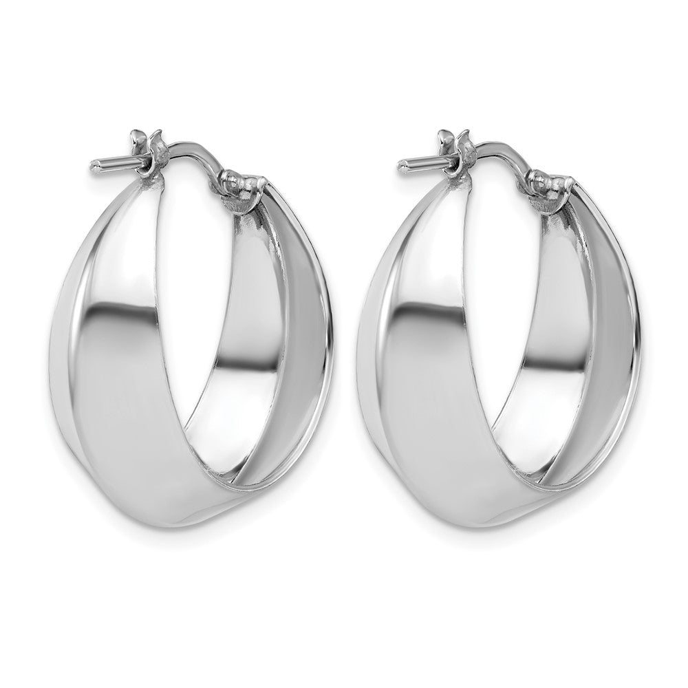 Sterling Silver RH-plated Polished Graduated Hoop Earrings