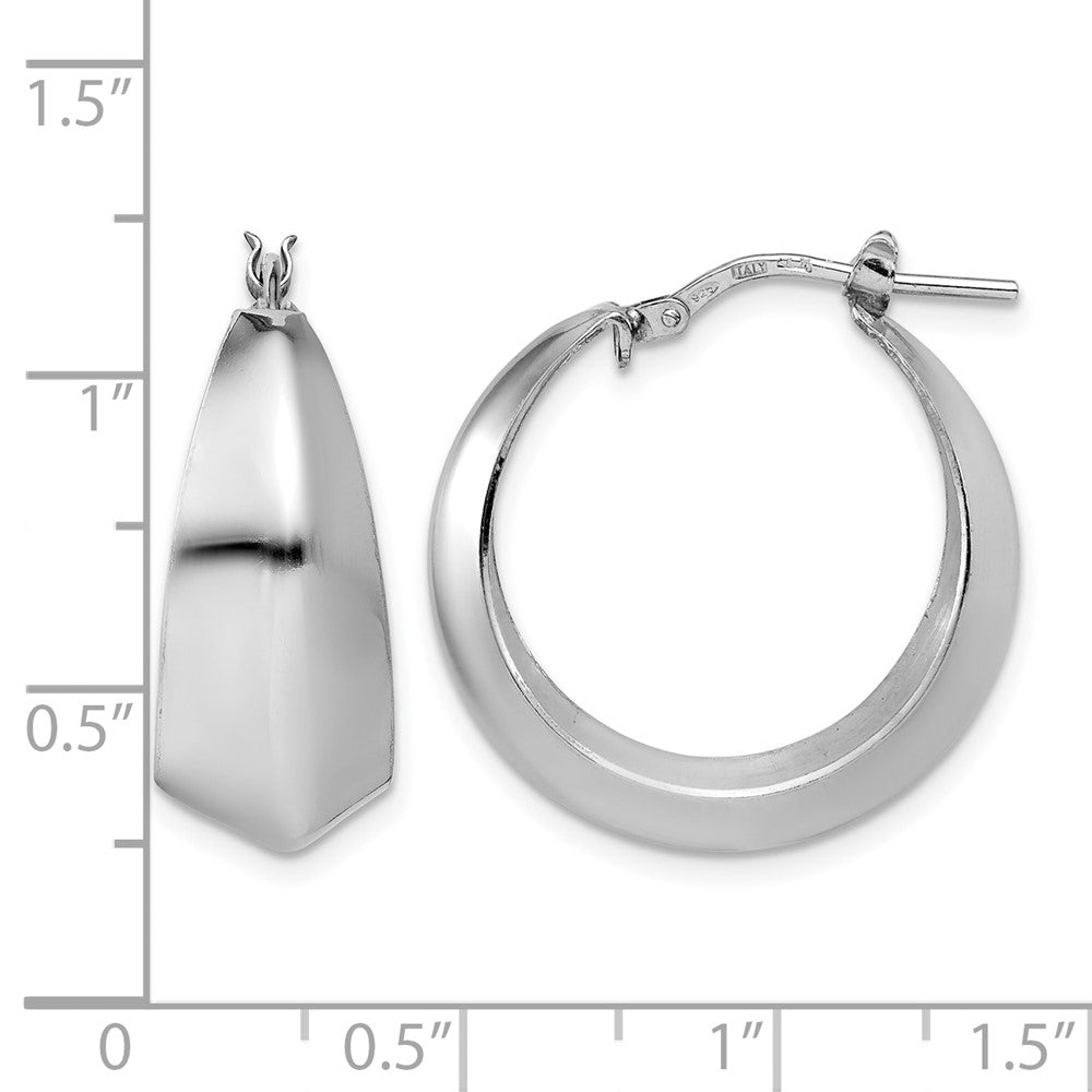Sterling Silver RH-plated Polished Graduated Hoop Earrings