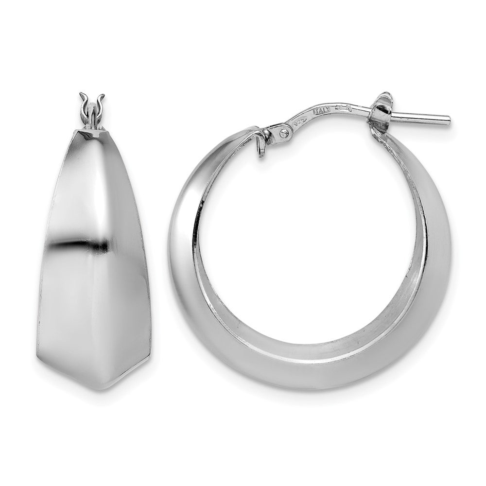 Sterling Silver RH-plated Polished Graduated Hoop Earrings