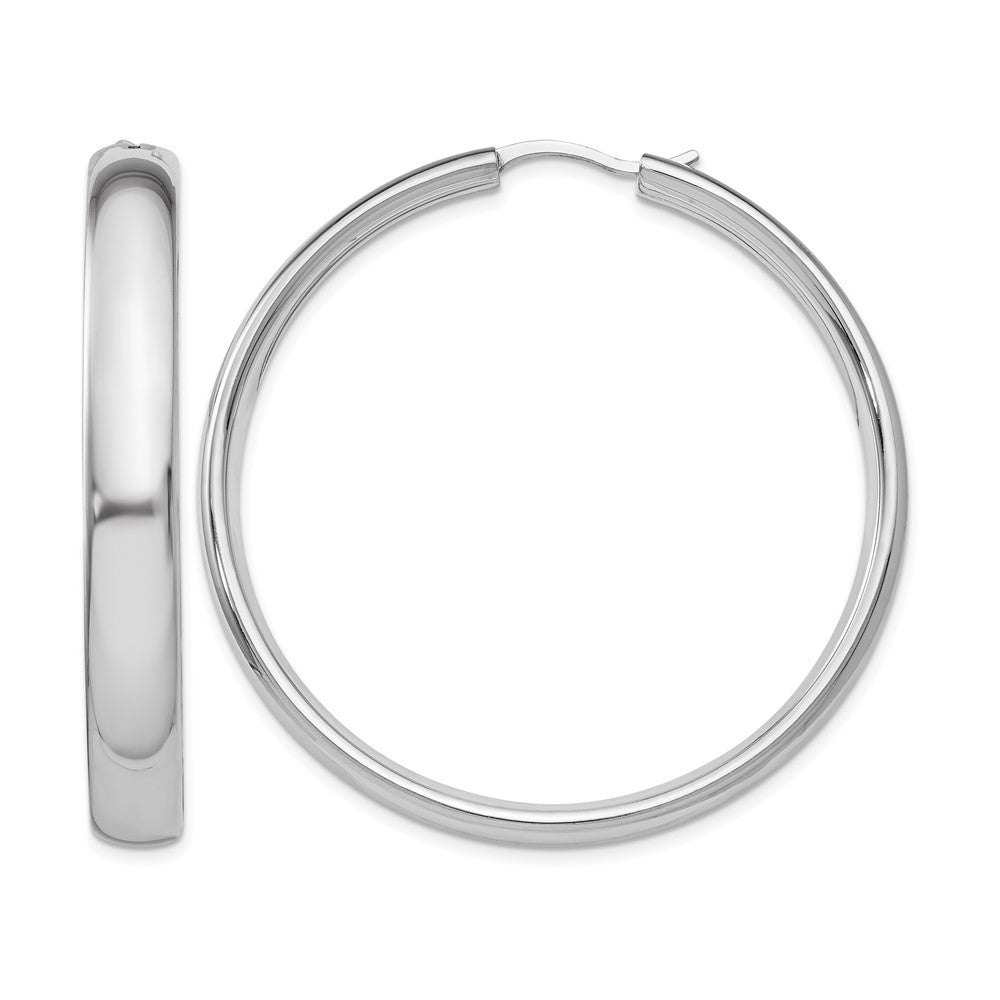 Polished;Sterling silver;Rhodium-plated;Hinged hoop