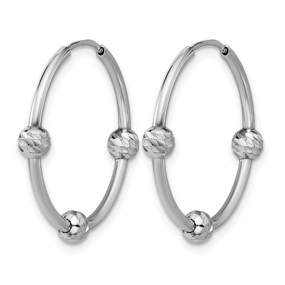 SS RH-plated Polished/Dia-cut Beads Endless Hoop Earrings