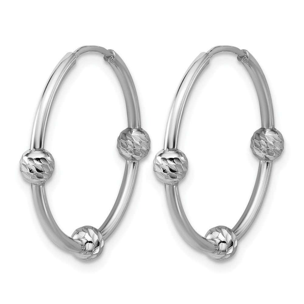 SS RH-plated Polished/Dia-cut Beads Endless Hoop Earrings