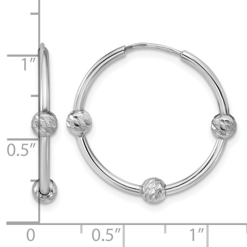 SS RH-plated Polished/Dia-cut Beads Endless Hoop Earrings