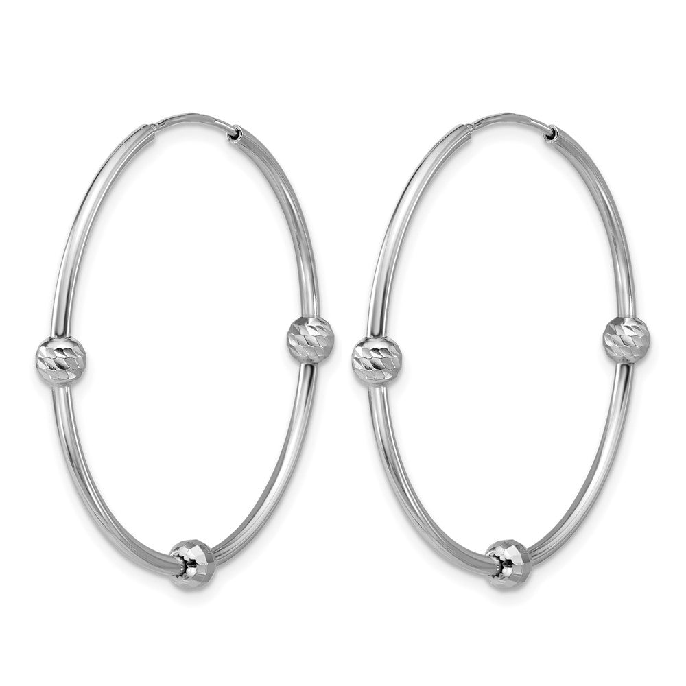 SS RH-plated Polished/Dia-cut Beads Endless Hoop Earrings