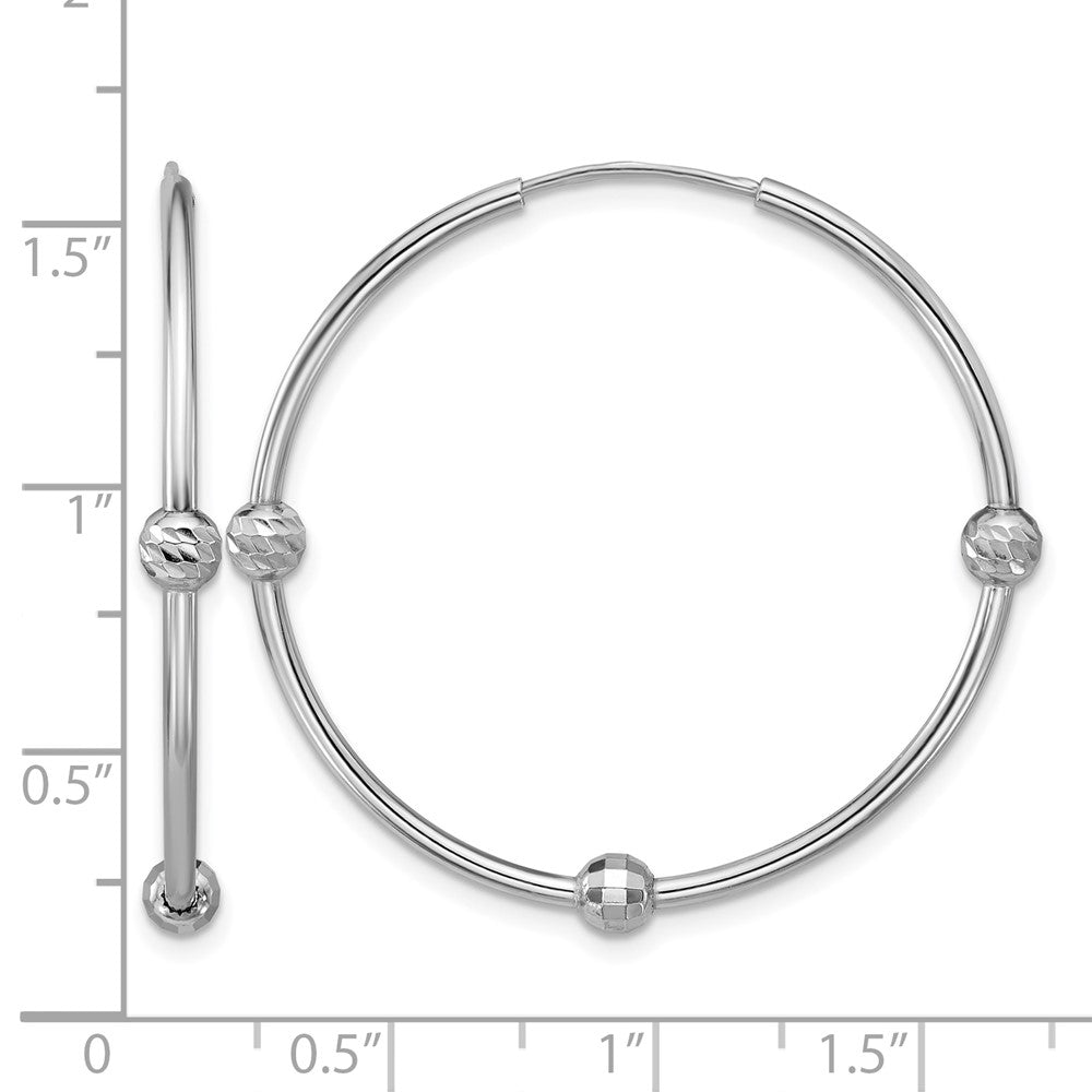 SS RH-plated Polished/Dia-cut Beads Endless Hoop Earrings