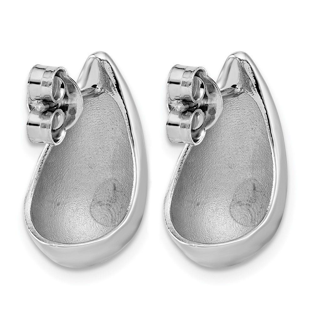 Sterling Silver RH-plated Polished Puff Teardrop Post Earrings