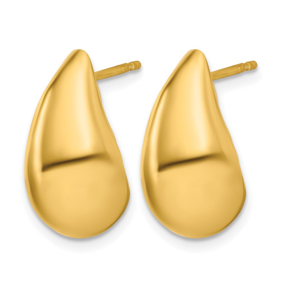 Sterling Silver Gold-plt Polished Puff Teardrop Post Earrings
